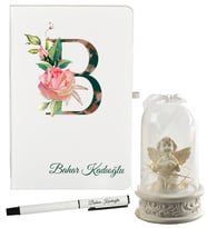 Arkadaşa Hediye Kişiye Özel Defter ve Işıklı Melek Fanus Hediye Seti