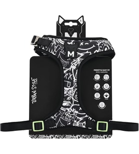 Urban Style Siyah/Beyaz Easy Fit Köpek Göğüs Tasması (L)
