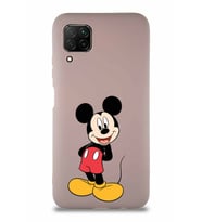 Huawei P40 Lite Soft Premier Kapak Mickey Mouse-B Tasarımlı Silikon Kılıf - Pudra (Şeffaf)