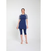 Chelly Kadın Likralı Yarı Kapalı Tesettür Mayo S 3160 - S  3165 (Lacivert)