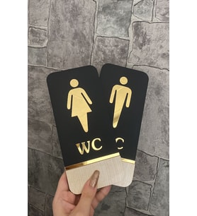 Meşe Serisi Siyah Mat Gold Kabartmalı WC Set