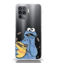 Oppo Reno 5 Lite Uyumlu Susam Sokağı Kurabiye Canavarı Desenli Şeffaf Telefon Kılıfı