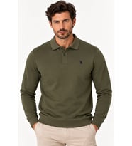 Dewberry Erkek Pamuklu Sweatshirt Düz Haki V9007 Günlük Üst Giyim, Hafta Sonu Kombini, Seyahat Gardırobu