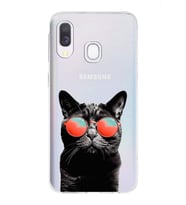 PrintiFy Samsung Galaxy A40 ile Uyumlu 1mm Slim Fit Kedi 3 050d Baskılı Şeffaf  Kılıf