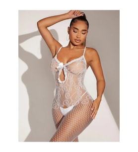 BEYAZ Fantezi Kadın Seksi Vücut Çorabı
