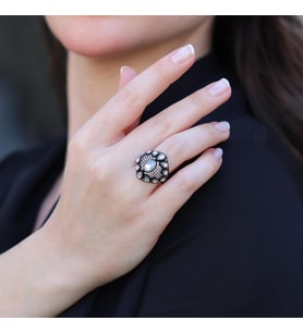 Elmas Montür Damla Modeli Rose Gold Gümüş Yüzük