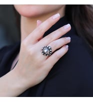 Elmas Montür Damla Modeli Rose Gold Gümüş Yüzük
