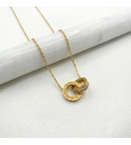 Lorivelle Gold Renk Roma Rakamlı ve Zirkon Taşlı İç İçe Geçmeli Çelik Kolye - Sonsuzluk Temalı Lüks Tasarım