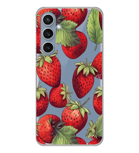 Samsung Galaxy S23 FE Uyumlu Çilek Desenli Şeffaf Telefon Kılıfı