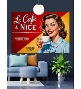 Kahve Reklamı Retro Afiş Dekoratif Kanvas - Mdf Ahşap Tablo
