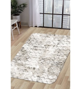 Dijidekor Halı Bej Cool K1280 Yıkanabilir Saçaksız Kesme İnce Yolluk Kilim Salon Halısı Modelleri (Bej-Grı)