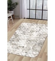 Dijidekor Halı Bej Cool K1280 Yıkanabilir Saçaksız Kesme İnce Yolluk Kilim Salon Halısı Modelleri (Bej-Grı)