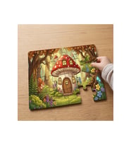 Ormanda Mantar Ev Tasarımlı 24 Parça Ahşap Çocuk Puzzle