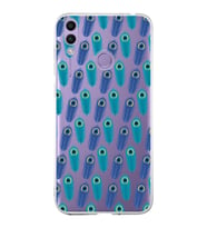 PrintiFy Huawei Honor 8C ile Uyumlu 1mm Slim Fit Nazar Boncuğu 4 Baskılı Şeffaf  Kılıf