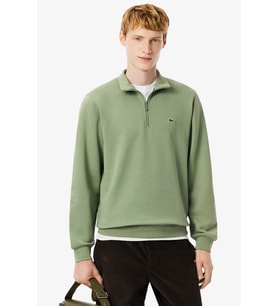 Lacoste Zip-Up Fleece Sweatshirt Green Fermuarlı Dik Yaka Pamuklu Erkek Sweatshirt Yeşil