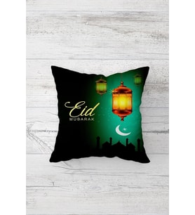 Yeşil Eid Mubarak Ramazan Tema Çift Tarafı Baskılı Gizli Fermuar Yastık Kılıfı Kırlent Yastık Kılıfı