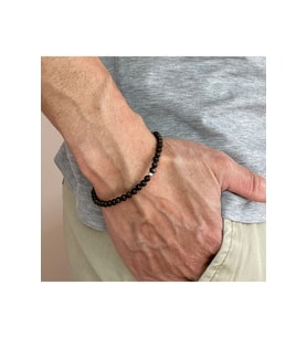 Erkek Siyah Mini Obsidyen Doğal Taş Bileklik