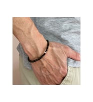 Erkek Siyah Mini Obsidyen Doğal Taş Bileklik