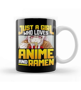 Just A Girl Who Loves Anime And Ramen Funny Foodie Kupa Bardak Porselen