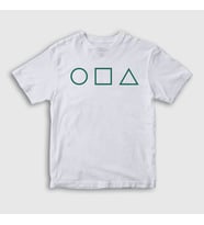 Presmono Unisex Çocuk Beyaz Green Symbols Squid Game T-Shirt 260388tt (Beyaz)