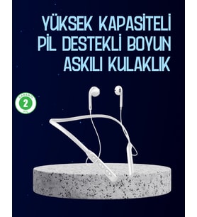 USB Şarjlı Uzun Ömürlü Boyun Askılı Bluetooth Kulaklık