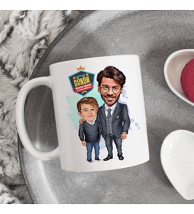 Havalı Baba ve Oğlu Karikatürlü Kupa Bardak