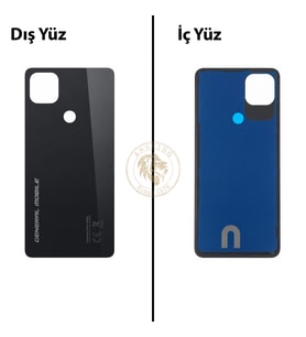 General Mobile Gm 22 Siyah Arka Kapak Arka Cam Batarya Kapağı Lazer Kesim Kapak Pil Kapağı Back Cover