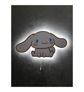 Ahşap Baskılı Çocuk Odası Gece Lambası, 38x20 cm, Eğlenceli Dekorasyon (Krem)