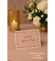 Pembe Zigzag Nişan Masa Kartı Çift Yön Baskı - 11x16cm - İsme Özel - Nişan Kartı - Nikah Kartı