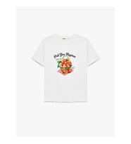 Koton Bisiklet Yaka Pamuklu Baskılı Beyaz Kadın T-Shirt 6SAK50034EK