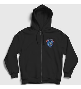 Presmono Unisex Siyah Slaves and Masters Deep Purple Fermuarlı Kapüşonlu Sweatshirt 60848tt