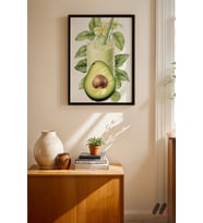 Avokado Smoothie Posteri, Siyah Çerçeveli Duvar Tablosu - Mutfak Dekorasyonu
