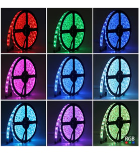 24 Volt RGB 5050 SMD İç Mekan Silikonsuz 60 Ledli 5 Metre Şerit Led