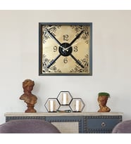 Markakanvas Metal , Ahşap Eskitme Duvar Saati 50x50cm (Altın)