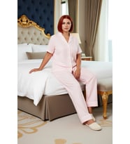 Kadın Çizgili Ev Giyim Pijama Takımı Fonksiyonel Dayanıklı Kaliteli Konforlu Estetik Rahat