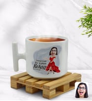 BK Gift Kişiye Özel Kadın Nihayetinde Karikatürlü T Kulplu Beyaz Middle Kupa Bardak-1