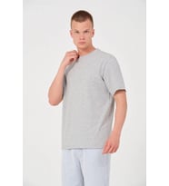 Erkek Düz Penye Tişört Bisiklet Yaka Kısa Kol Regular Fit T-Shirt - Gri