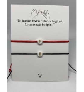 Kırmızı / Siyah Renk Harfli/Harfsiz Sevgili - Çift Bilekliği