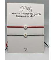 Kırmızı / Siyah Renk Harfli/Harfsiz Sevgili - Çift Bilekliği