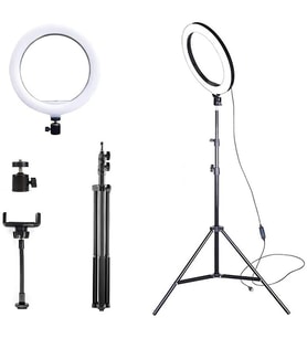 ALLY 10 İnch  Halka Led Tripod(1.30M)Youtuber Video Selfie Stüdyo Makyaj Işığı - GLST6197-552 (Siyah)