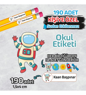 Okul Etiketi İsme Özel Kalem Defter Etiketi (ASTRONOT-2) -190 Adet