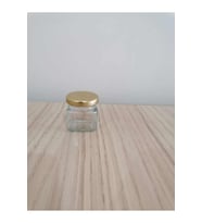 40cc Köşeli Şeffaf Cam,gold Kapak Kavanoz,mini Kavanoz,bal Kavanozu,süs Kavanozu,100 Adet
