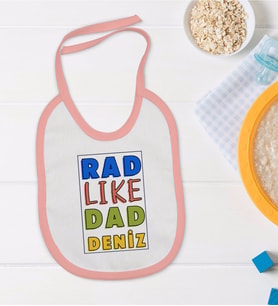 BK Kids Kişiye Özel Pembe Bebek Mama Önlüğü - Model 113