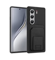 Coverzone Tecno Camon 40 Pro ile Uyumlu K?l?f Z-Bikart Kart B�lmeli Standl? Kilif, Deri Dokulu Y�zey, Darbe Emici Kenar Koruma, Arka Kapak Tasar?m? Tecno Camon 40 Pro kilif Siyah