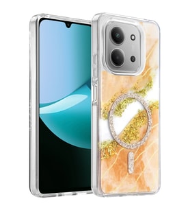 Northcity Onegif Xiaomi Redmi 15C 4G Uyumlu Lotus Simli Magsafe Kapak - Turuncu