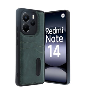 Note 14 4G Kılıf Sara Kartvizitli Deri Kılıf - Koyu Yeşil