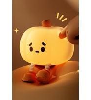 Çocuk Bebek Odası Balkabağı Gece Lambası LED Işıklı Sevimli Figürlü Dokunmatik Silikon Pet Şarjlı (Beyaz)