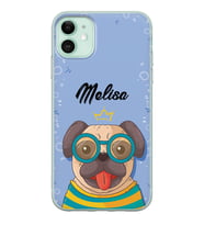 Gözlüklü Köpek Tasarımlı Şeffaf Telefon Kılıfı (Tüm Modeller Mevcuttur)