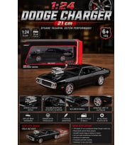 1:24 Ölçek Siyah Dodge Charger Metal Premium Model Araba - Kapıları Açılan Geri Çek Bırak Diecast 21 cm