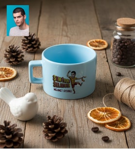 Kişiye Özel Karikatürlü Sarı Kırmızı Taraftar Lüks Pastel Fincan Doğum Günü Hediyesi